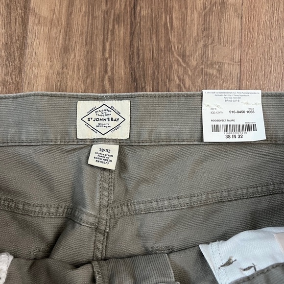 NWT St. John's Bay Roosevelt Taupe Ribbed Pants - Picture 2 of 5
